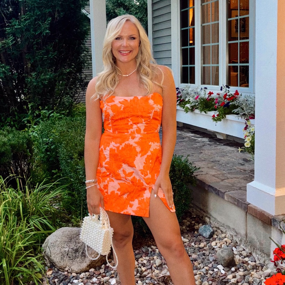 Showpo orange and pink mini dress